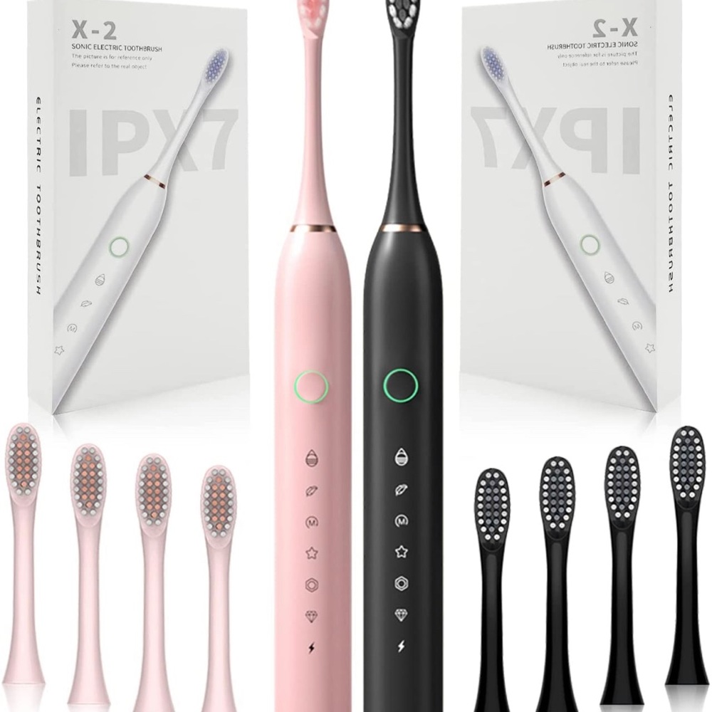2 Pack Rechargeable Electric Toothbrushes for Adults and Kids Sonic Whitening